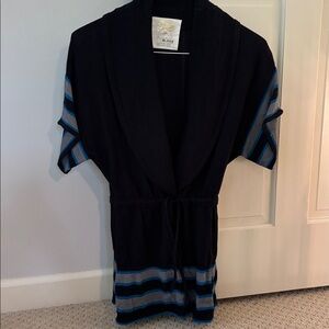 BLAKE Black and Blue Striped Cardigan with Tie Waist